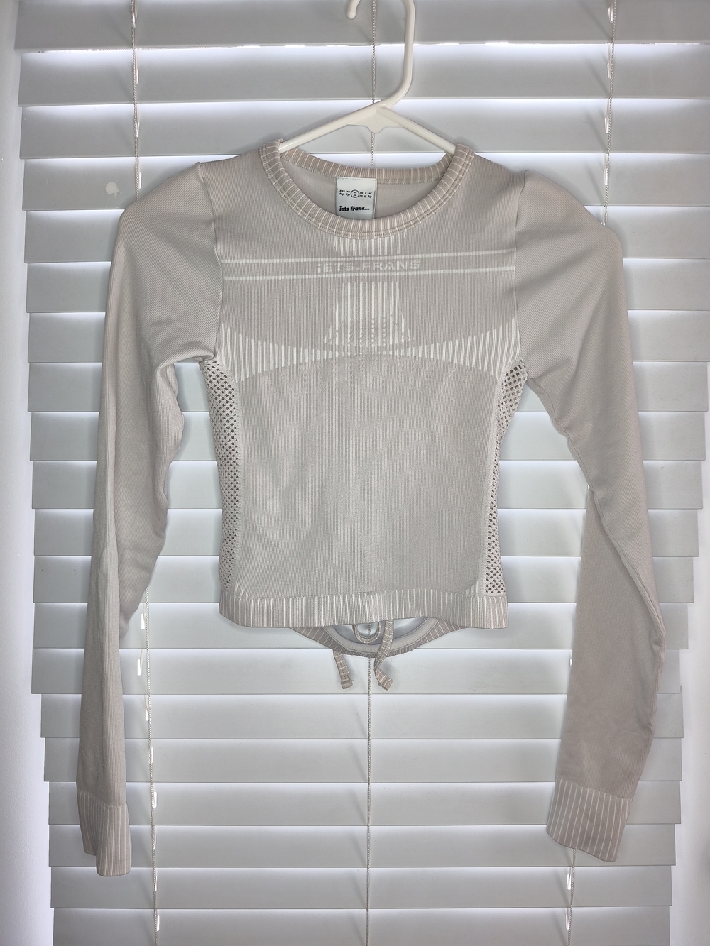 NWT iets frans Urban Outfitters Seamless Tie Back Long Sleeve Top Light Grey S